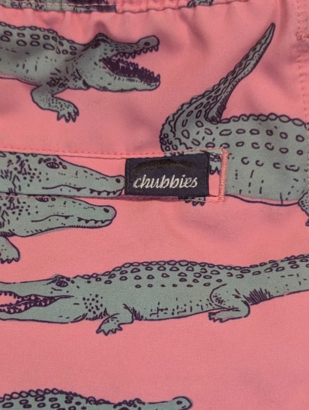 chubbies Pink Swim Shorts with Teal Alligator Print Small Size 8/9 youth